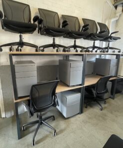 Rustic Oak Desk with Black Metal Legs