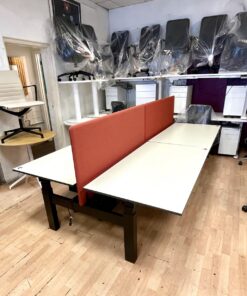 Bene Height Adjustable Bank Of 2 Desks with Screens